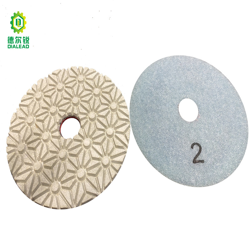 Almohadilla de pulido de diamante de resina de 3 pasos tipo flor de 4 pulgadas para mármol, granito, hormigón, baldosas de terrazo, cerámica 